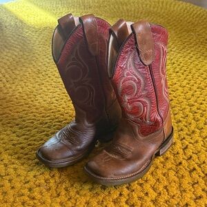 Kids Red and Brown Western Boots